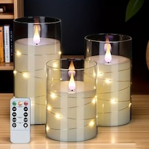 Xuweiwei 3 Adet Akrilik Led Mum Işık Kumanda Zamanlama Kararma Masastüü Aydınlatma Diğer