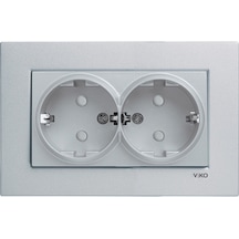 Viko Artline Novella 92605058 Gümüş İkili Çerçeveli Topraklı Priz