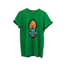 Balıkçılık Ve Macera Tema Baskılı %100 Pamuk Regular Fit Bisiklet Yaka Unisex T-shirt Yeşil