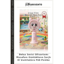 Delux Serisi Ofisortamı Masafanı Günlükhava Şarjlı El Vantilatörü F68 Pembe