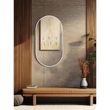 Ant Home Dekoratif Ayna, Duvar Aynası, Konsol Aynası, Mdf, Elips Ayna, Çerçeveli Ayna 80x40 Cm Beyaz