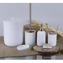 By Selim Home Elegance Beyaz Polyester 5 Parça Banyo Seti Beyaz