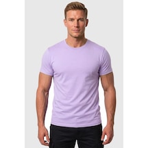 Rizzup Erkek Lila Slim Fit %90 Pamuk Likralı Yumuşak Dokulu Basic Tişört 1801131