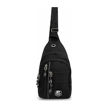 Seventeen Unisex Orta Boy Çok Gözlü Çapraz Askılı Body Bag Siyah-gri