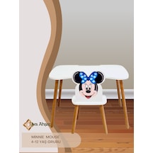 Ders Çalışma Masa Ve Sandalye Takımı 4-12 Yaş Mavi Kurdeleli Minn Beyaz - Mavi