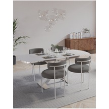 Avvio Piero 80x130 Açılır Yemek Masası Mutfak Masası 4 Kişilik Masa Sandalye Takımı Düz Beyaz Modelavvio227