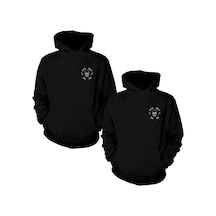 Eyes Only For You Sevgili Çift Siyah Kapşonlu Sweatshirt Siyah