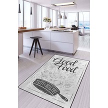 Gri Kaymaz Tabanlı Yıkanabilir Yazılı Mutfak Halısı Ar1256n11