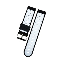 22 Mm Akilli-saat-icin-22mm--desenli-siyah Beyaz -silikon-saat-kordonu- 11111