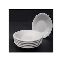 6 Adet Beyaz Oluklu Melamin Çukur Yemek Tabağı 18x3,5 Cm Pilav Kuru Nohut Sulu Yemek Kabı Beyaz