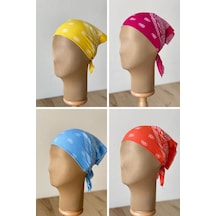 Pamuklu Klasik Desen Unisex 4lü Bandana Seti Renkli Bandana Etnik Desenli A Kalite Bandana Açık Mavi
