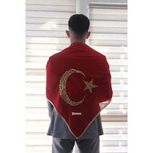 İsimli Damat Kına Asker Şalı Omuz Örtüsü Ayyıldız Nakış Işlemeli Ay Yıldız Gold Isme Özel