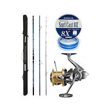 Yekoutdoor Profesyonel Olta Seti Okuma Surfliner+ Surf 420cm 3 Parça Olta Kamışı&shimano Makina Aerlex Xsc 14000