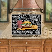 Duvar Tezgah Arası Ocak Arkası Kaplama Burger Çok Renkli