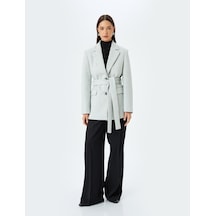 Koton Kruvaze Kuşak Detaylı Kaşe Blazer Ceket Gri 5wak20049ew Gri