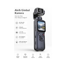 75mp 4k Ultra Hd Vlog Kamerası 330 Gimbal Stabilizatörlü Mini Kamera Vlogging Kamera Aı Yüz Takipli El Tipi Dijital Kamera Siyah Siyah