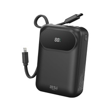 Y11 Mini Pd 22.5w 20000 Mah Dijital Ekran Göstergeli Dahili Kablolu Power Bank, Siyah