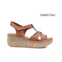Gönderi(R) Gönderi R Kadın Taba Antik Cırt Bantlı Dolgu Topuk Hakiki Deri Sandalet Dyza70945771 Taba