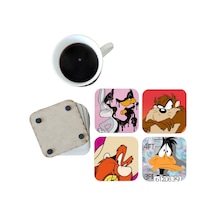 Looney Tunes Dekoratif Ahşap Bardak Altlığı Seti 0106 Çok Renkli