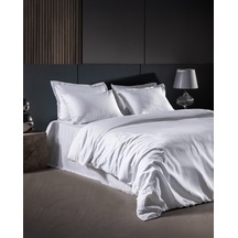 Madame Coco Thalie Family Size %100 Pamuk Çizgili - 300tc Saten Çarşaflı Nevresim Takımı - Beyaz 8684427207833 Çok Renkli
