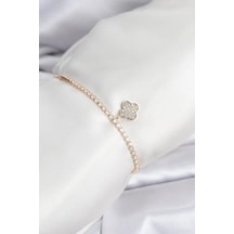 Mey İthalat Yonca Model Zirkon Taşlı Gold Renk Asansörlü Su Yolu Bileklik - Özel Seri Meyeb696780cb252d8041220b3095 Altın