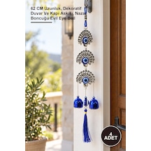 4 Adet Metal Nazar Boncuğu Çan 62 Cm Uzunluk, Dekoratif Duvar Ve Kapı Askısı, Nazar Boncuğu Evil Eye Bell