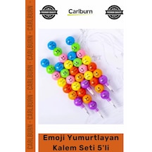 Rengarenk Okul Öğrenci Kırtasiye Eğlenceli Döngüsel Yazma Deneyimi Emoji Yumurtlayan Kalem Seti 5'li