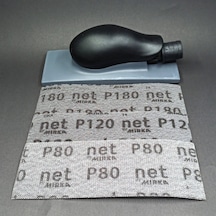 Mırka Handsanding Zımpara El Takozu Ve Cırtlı Tel Elek Zımpara Set 80 120 180 Kum 70 X 198 Mm