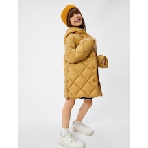 Koton Şişme Mont Kapşonlu Çıtçıt Detaylı Kapitone Hardal 4wkg00018aw 4WKG00018AW197 Hardal