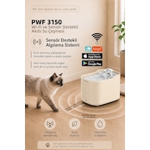Pwf 3150 Petmate Flowsense Pro - Wi-fi Ve Sensörlü Akıllı Otomatik Kedi Köpek Su Çeşmesi 2,5 L Paslanmaz Çelik - Bpa İçermez - Krem