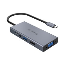 Orico MC-U501P-GY Type-C to USB 3.0 HDMI VGA AUX PD Çoklayıcı Dönüştürücü Hub