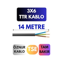 Öznur 3x6 Ttr Kablo Metre Seçenekli Siyah - 14 Metre