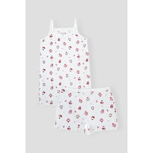 Defne Baby Kız Çocuk Premium Pamuklu Penguen Desenli Penye Atlet & Boxer Takımı Renkli