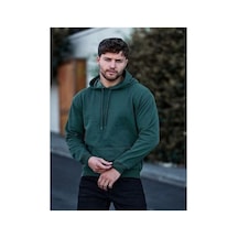 Blackjack Giyim Blackjackgiyim Düz Kapşonlu Sweatshirt Pamuklu Zümrüt