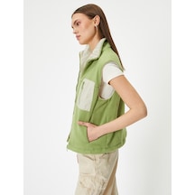 Koton Polar Outdoor Yelek Dik Yaka Cepli Yeşil 4sal20052ıw Yeşil