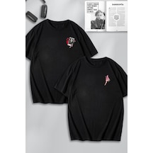 Unisex Kadın Erkek Mr And Mrs Scream Çığlık Baskılı Sevgili Çift Kombini Oversize Tshirt 2'li Siyah1 Mck0085 Siyah