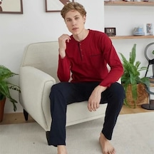 Kocabey 9250 Erkek Midi Yaka Pijama Takımı Bordo