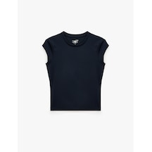Koton Kısa Kollu Bisiklet Yaka Slim Fit Spor Tişört Lacivert 7wak10112nk