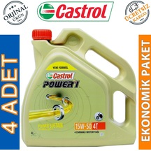 Castrol PoWer 1 4t 15W-50 4 L 4 Zamanlı Motosiklet Yağı (4 Adet)