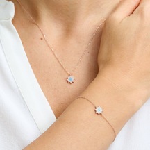 Mia Vento Firuze Detay Işıltı Patlaması Rose Renk İkili Gümüş Set