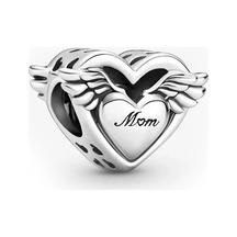 Nur Silver 'my Angel' Ve 'mom' Yazılı Melek Kanatlı Gümüş Charm Nur-bl00317