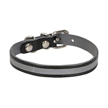 Cattie Reflektörlü Deri Kedi Boyun Tasması M 1x21-25CM Siyah