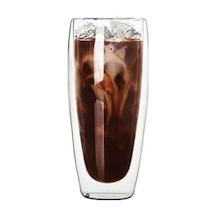 Çift Cidarlı Uzun Meşrubat, Kokteyl, Latte, Su Bardağı, 320 Ml, Cam Bardak, 1 Adet - 12324 Açık Kırmızı