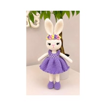Amigurumi Mor Elbiseli Taçlı Tavşan Organik Oyuncak