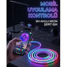 3 Metre Rgb Neon Led Şerit Işık Su Geçirmez Kumandalı Ve Uygulama Kontrollü Dekoratif Aydınlatma Diğer