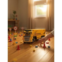 Ctoy Uzaktan Kumandalı Sarı Tır Ve Römork 1:36 Ölçek 27 Mhz Direksiyon Kumandalı Rc Truck