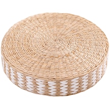 Homyl Yer Minderi Tatami Mat Dokuma Hasır El Yapımı Kowtow Beyaz 45x10cm