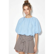 Shade Kadın Bisiklet Yaka Poplin Balon Bluz Db261004 60286231 - Bebe Mavisi