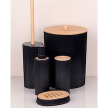 Bambu Beşli Banyo Seti Siyah