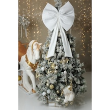 Kurdele Yıllbaşı Ağaç Süs Noel Beyaz Fiyonk 55x50 Cm Büyük Beyaz - 853506650